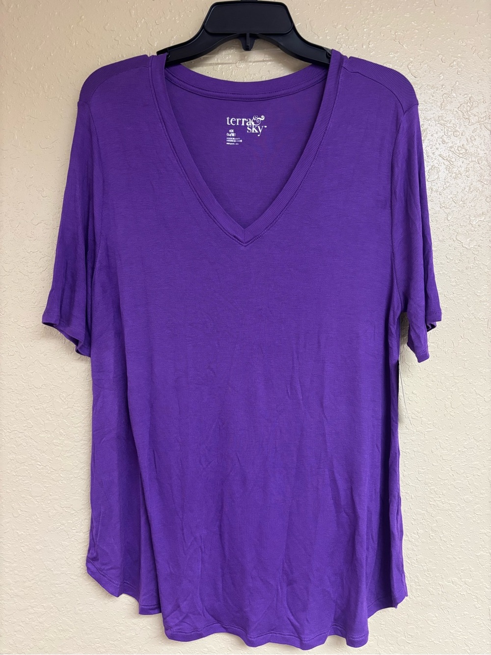 Terra & Sky Purple V-Neck Short Sleeve Tee